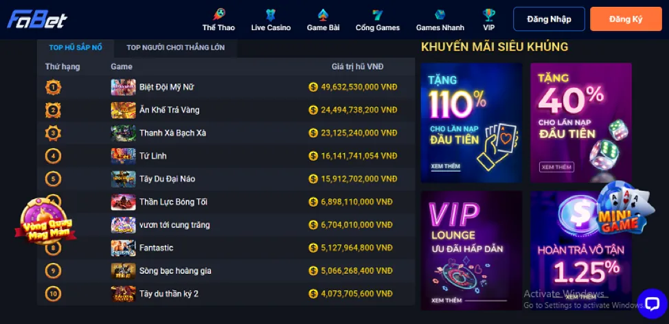 Hoàn trả hàng ngày cho game bắn cá KV999